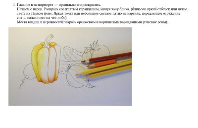Урок рисования овощей цветными карандашами
