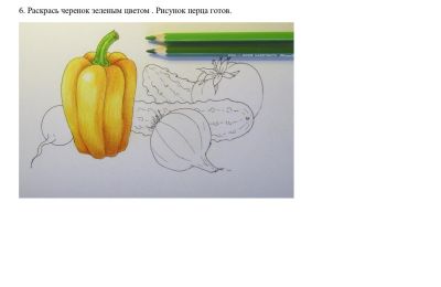 Урок рисования овощей цветными карандашами