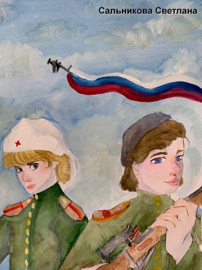 Выставка изостудии «Акварель», посвящённая Дню Победы. 2021