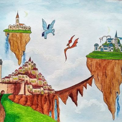 Выставка работ учащихся изостудии «Акварель» по мастер-классам Ирины Ломакиной