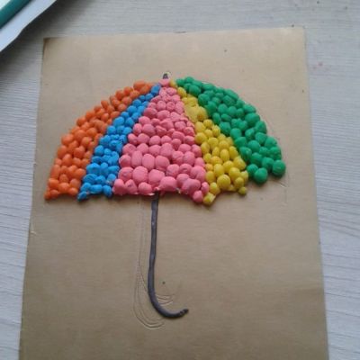 Изготовление картин из пластилина «Пластилиновый зонтик» Работы учащихся изостудии «Акварель»