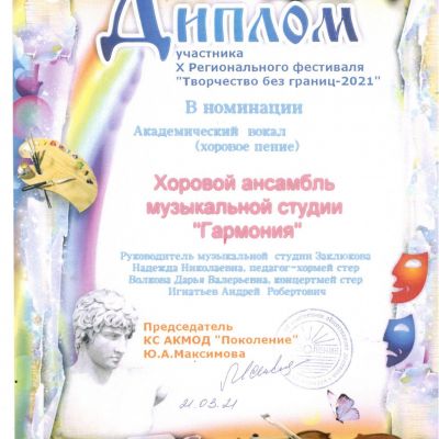Достижения музыкальной студии «Гармония» за 2018-2019 учебный год