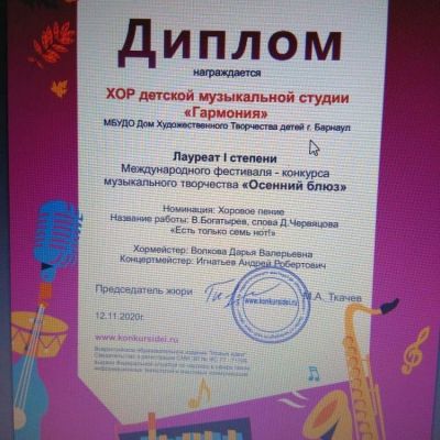 Достижения музыкальной студии «Гармония» за 2018-2019 учебный год