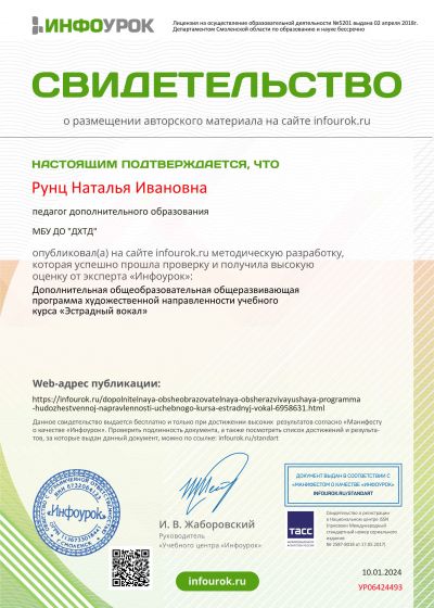 Достижения педагогов образцового коллектива России вокальной студии Камертон Дома художественного творчества детей
