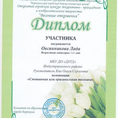 Дипломы и награды студии изобразительного творчества Палитра