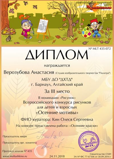 Достижения обучающихся студии изобразительного творчества «Палитра»Дома художественного творчества детей за 2018-2019 учебный год
