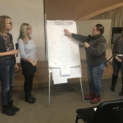 Руководитель студии тележурналистики «Панорама+»  Татьяна Сергеевна Шатова на семинаре в издательском доме «Алтапресс»
