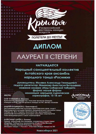 Достижения коллектива на фестивале «Морошка»