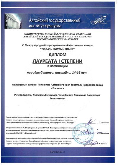 Достижения коллектива на фестивале «Морошка»