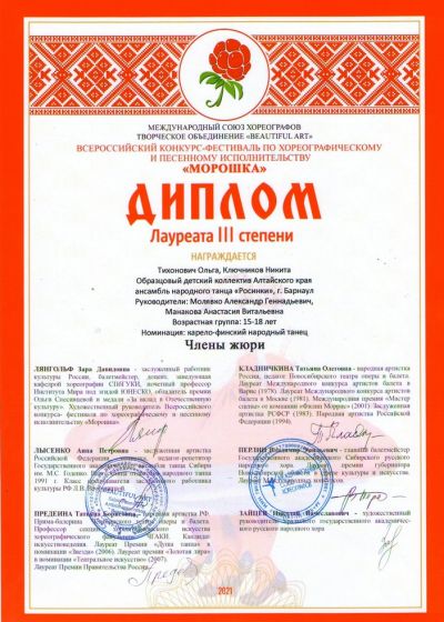 Достижения коллектива на фестивале «Морошка»