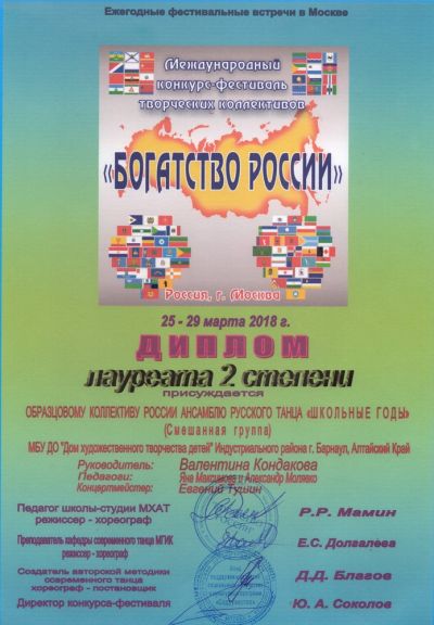 Достижения коллектива за 2017-2018 гг.