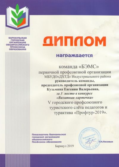 Команда ДХТД «БЭМС» приняла участие в турслёте «Профтур – 2019»